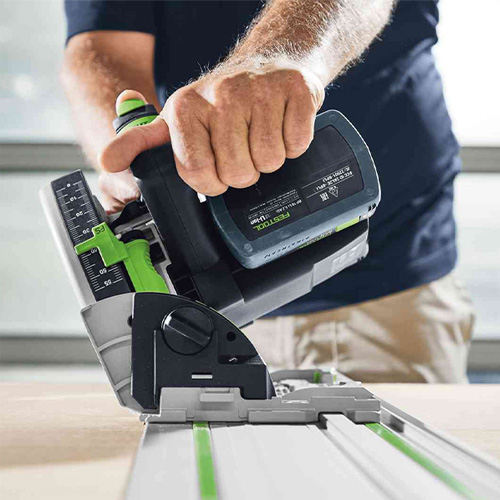 The Festool TSC 55 K Cordless Saw paired with the guide rail creates the most precise cuts possible. 