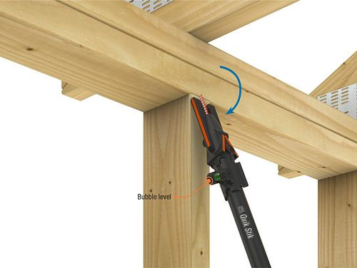 The Quik Stick can reach top plates that are 8-9' high, making it super easy for contractors to install fasteners from any angle. 