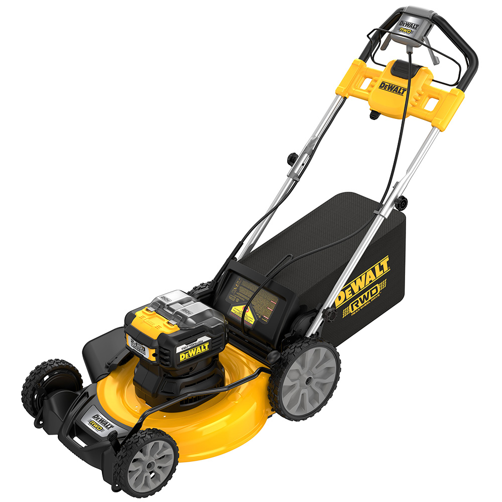 DeWalt is introducing the new 2x20V MAX Rear Wheel Drive Self-Propelled 21.5" Mower Kit (DCMWSP255U2) designed to quickly mow large yards.