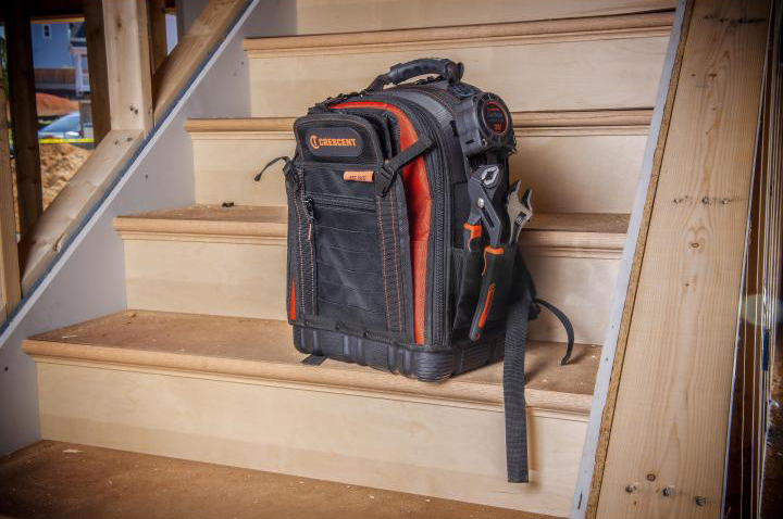 Crescent Tradesman Backpack at rest on the jobsite 